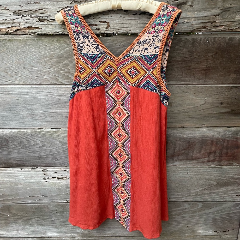 THML Multicolor Geometric Tunic Top